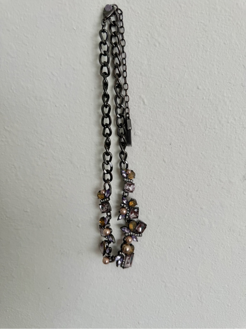 Simply Vera Vera Wang Purple Amber Crystal Pearl Statement Bib Necklace